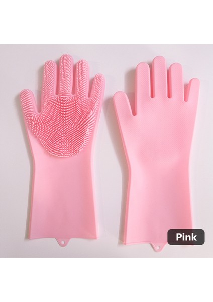 Pembe Tarzı 1 Çift Bulaşık Yıkama Temizlik Eldiveni Silikon Kauçuk Sünger Eldiven Ev Temizleyici Mutfak Temizleme Araçları Mutfak (Yurt Dışından)