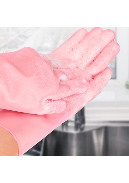 Pembe Tarzı Sihirli Silikon Bulaşık Yıkama Eldiveni Kauçuk Sünger Temizlik Eldiveni Ev Temizleme Bulaşık Yıkama Mutfak Araçları (Yurt Dışından) fırsatları