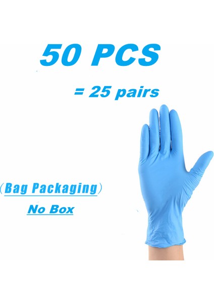 Mavi 50PCS Tarzı S Beden Nitril Eldivenler Tek Kullanımlık Ağır Latex Tozsuz Ev Temizlik Eldivenleri Gıda Mekanik Iş Endüstriyel Eldivenler (Yurt Dışından)