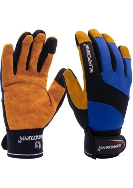 KH-1022 Tarzı L Boyutu Moda Koruyucu Eldivenler Açık Hava Binicilik Mühendislik Çalışması Esnek Kumaş Dikiş Deri Rahat Nefes Alabilir Kaymaz (Yurt Dışından)