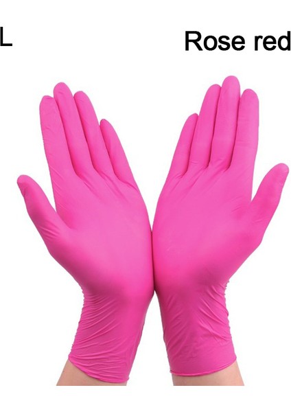 Gül Kırmızısı L Stili 10 Parça Pembe Kadın Erkek Eldivenler Evrensel Bahçe Mutfak Yıkama Iş Eldivenleri Lateks Kara Nitril Kauçuk Eldivenleri 100 Adet (Yurt Dışından)