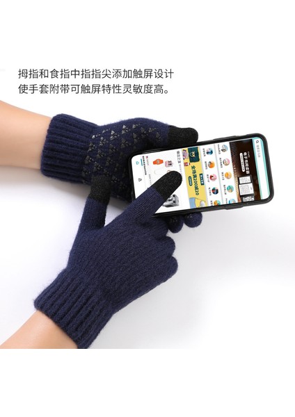 Lacivert S Tarzı Yeni Erkek Eldiven Kış Artı Kadife Kalın Alpaka Örme Yün Binicilik Dokunmatik Ekran Eldiveni Binicilik Eldiven Ev Kış Eldiveni (Yurt Dışından) fırsatları