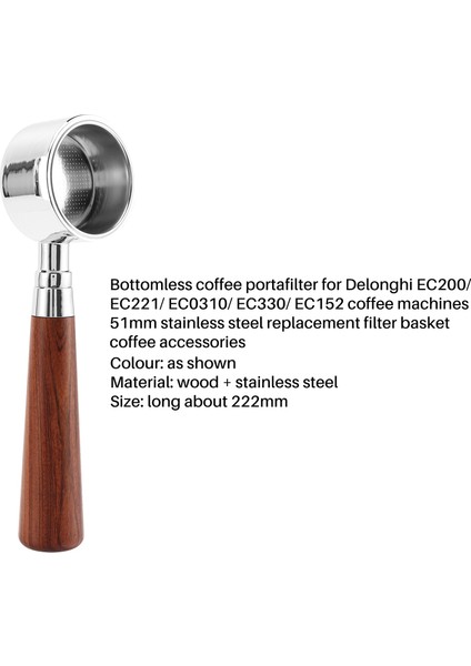 Kahve Dipsiz Portafilter Delonghi EC200/EC221/EC0310 Filtre 51 mm Yedek Filtre Sepeti Kahve Aksesuarları (Yurt Dışından) fırsatları
