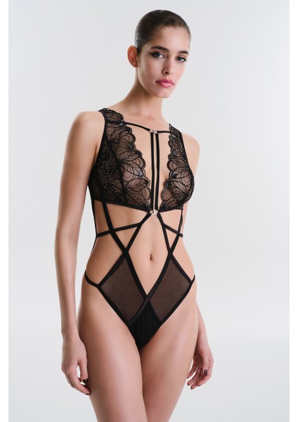 Leto Siyah Bodysuit - Privee Koleksiyonu