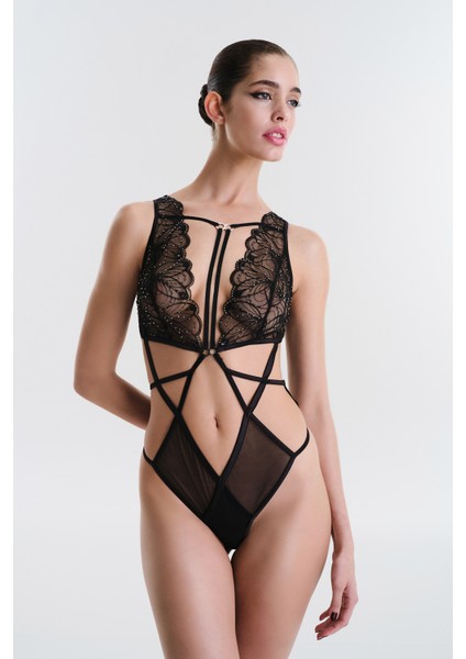 Leto Siyah Bodysuit - Privee Koleksiyonu