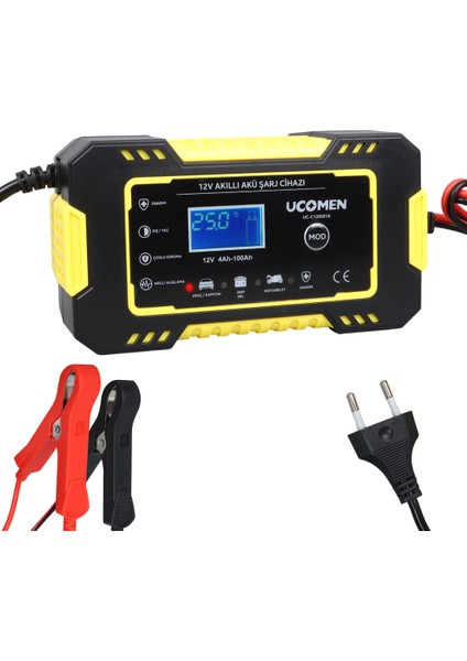 Ucomen UC-C120501A 12V 6A Sarı LED Göstergeli Akü Şarj Cihazı