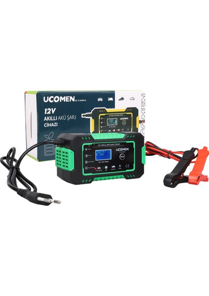 Ucomen UC-C120501A 12V 6A Yeşil LED Göstergeli Akü Şarj Cihazı