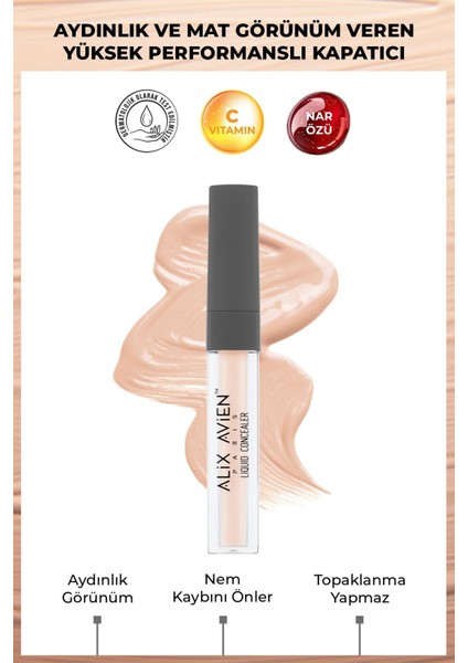 Aydınlık Görünüm Sağlayan Yoğun Likit Göz Altı Kapatıcısı - Liquid Concealer 102 Rose Beige