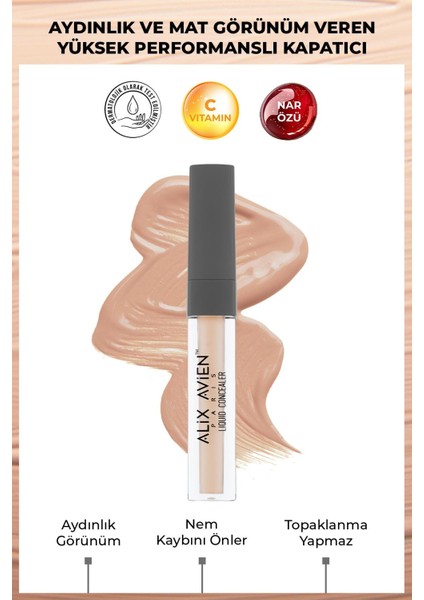 Aydınlık Görünüm Sağlayan Yoğun Likit Göz Altı Kapatıcısı - Liquid Concealer 105 Cool Rose