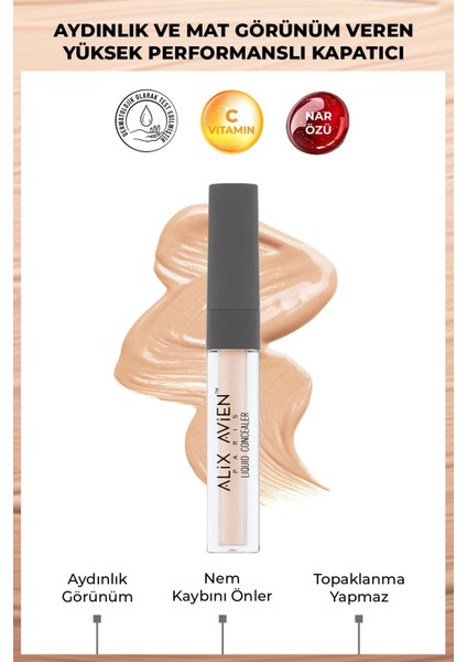 Aydınlık Görünüm Sağlayan Yoğun Likit Göz Altı Kapatıcısı - Liquid Concealer 103 Creamy Beige