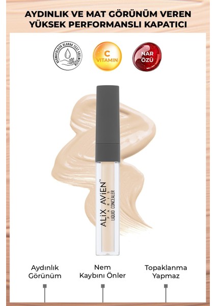 Aydınlık Görünüm Sağlayan Yoğun Likit Göz Altı Kapatıcısı - Liquid Concealer 101 Light Ivory