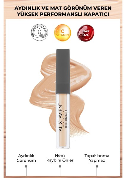 Aydınlık Görünüm Sağlayan Yoğun Likit Göz Altı Kapatıcısı - Liquid Concealer 104 Warm Bisque