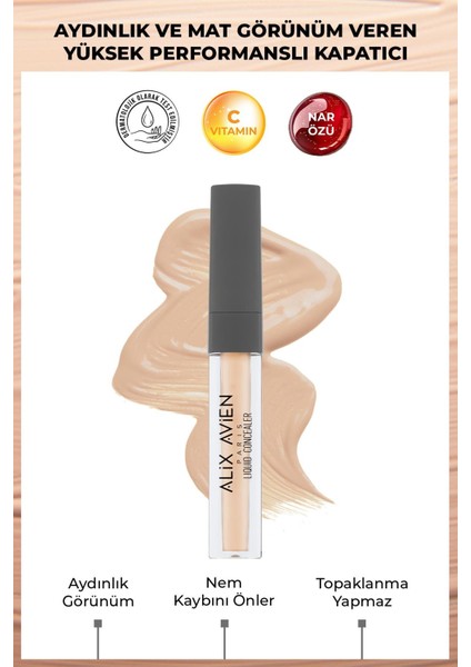 Aydınlık Görünüm Sağlayan Yoğun Likit Göz Altı Kapatıcısı - Liquid Concealer 108 Butter Milk