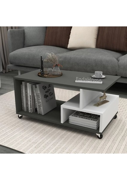 Home Enda Sultan Tekerli Orta Sehpa 86,5 x 50 cm Antrasit