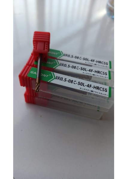 Tungsten Çelik Karbür Nano Kaplama 3R0.5-08C-50L-4F-HRC55 Gamont D3XR0.5X50LX4F Cnc 1ADET