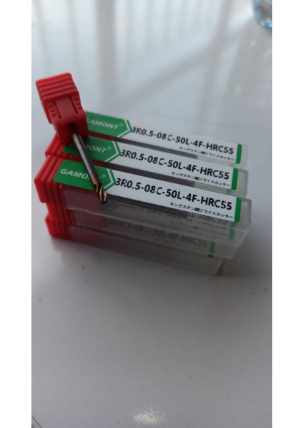 Tungsten Çelik Karbür Nano Kaplama 3R0.5-08C-50L-4F-HRC55 Gamont D3XR0.5X50LX4F Cnc 1ADET fiyatları