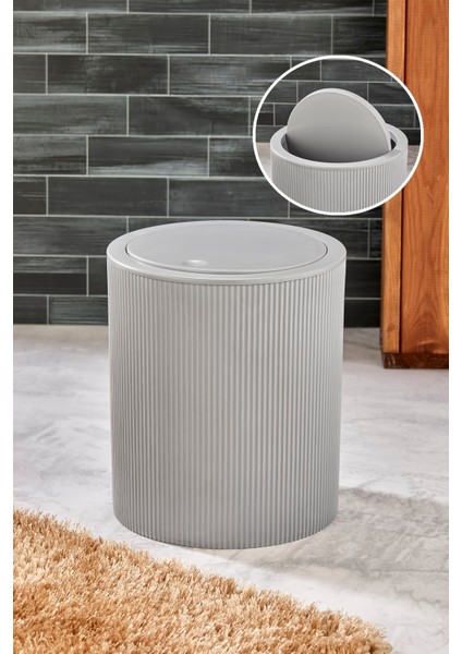 5 Parça Lüx Banyo Seti - Dekoratif Yuvarlak Pratik Kapak Çöp Kovası Diş Fırçalık Sabunluk Fırça Seti fiyatları