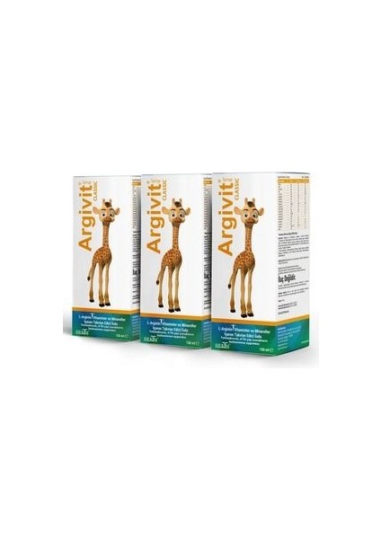 Classic 3'lü L-Arginin, Multivitamin, Multimineral Şurup 150 ml - Doğal Portakal ve Vanilya Aromalı