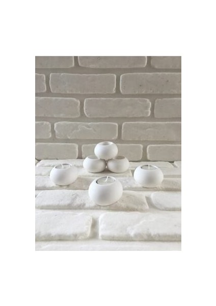 Dekoratif Yuvarlak Beton 6'lı Mumluk Seti Boyasız 4,5*7 cm KS-SET29