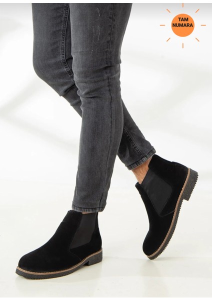 Erkek Kışlık Chelsea Siyah Süet Bot