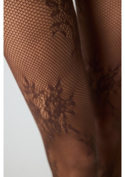 Roses File Kahverengi Külotlu Çorap modelleri