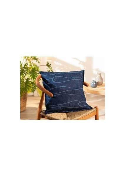 Knotted Denim Kırlent Kılıfı 45X45 cm Indigo
