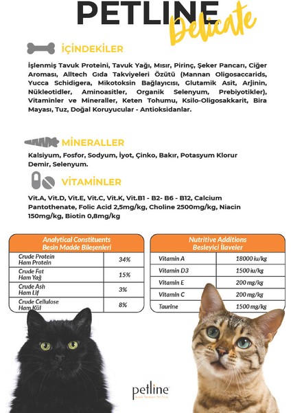 Tavuklu Yetişkin Kedi Maması 3kg (2x 1,5 Kg) - Delicate