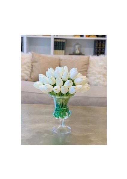 Yapay Çiçek Islak Lale Gerçeksi Doku 10LU Beyaz modelleri