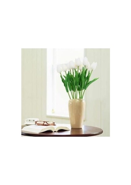 Yapay Çiçek Islak Lale Gerçeksi Doku 10LU Beyaz fırsatları