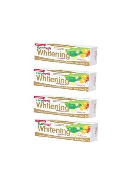 4 Adet Eurofresh Aloeveralı Misvaklı Beyazlatıcı Diş Macunu 112 gr