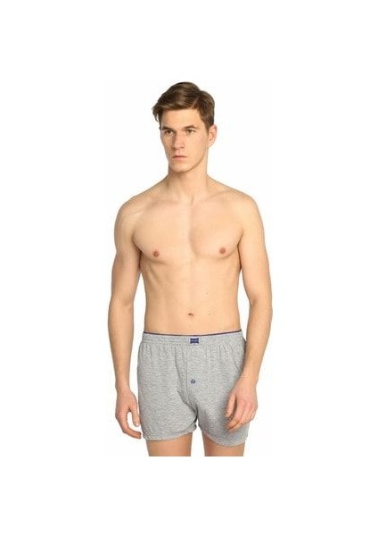Erkek Gri 3'lü Paket Penye Düğmeli Boxer ELF568T0117CCM3