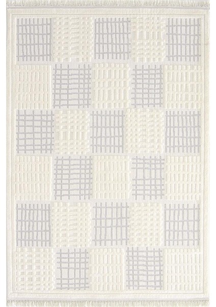 Alaçatı 7807 Krem Iskandinav Desenli Koridor Halısı Kesme Yolluk Mutfak Halısı Modern Salon Halısı