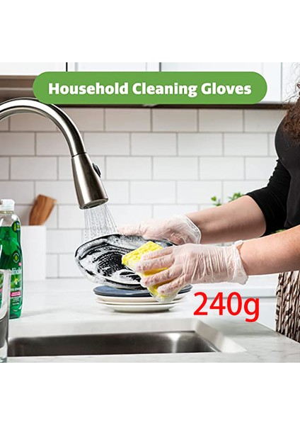 Cpe Eldiven 240G Tarzı Kalınlaştırılmış Tek Kullanımlık Eldiven Şeffaf Mutfak Otel Bulaşık Yıkama Ev Temizliği Çok Fonksiyonlu Eldiven (Yurt Dışından)