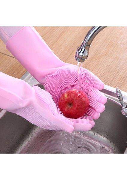 Pembe 1 Çift Tarzı Yjbd 65GPCS Çok Fonksiyonlu Eldiven Silikon Eldiven Bulaşık Eldiveni Araba Yıkama Eldiveni Kaymaz Yüksek Esneklik (Yurt Dışından)
