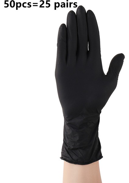 Siyah 50 Adet Tarzı S Beden Siyah Tozdan Arındırılmış Tek Kullanımlık Nitril Eldiven Gıda Servisi Temizlik Evcil Hayvan Araba Tamir Iş Mekanik Eldivenler (Yurt Dışından)