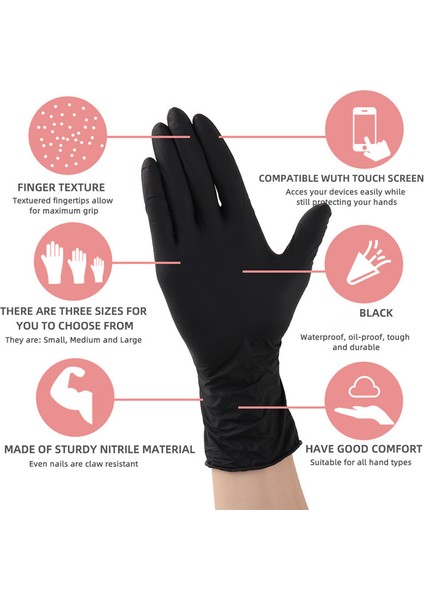 Siyah 50 Adet Tarzı S Beden Siyah Tozdan Arındırılmış Tek Kullanımlık Nitril Eldiven Gıda Servisi Temizlik Evcil Hayvan Araba Tamir Iş Mekanik Eldivenler (Yurt Dışından) modelleri