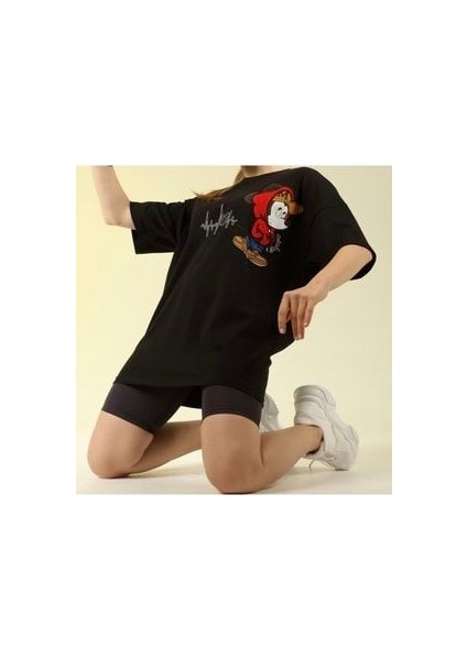 Siyah Mickey Baskılı T-Shirt