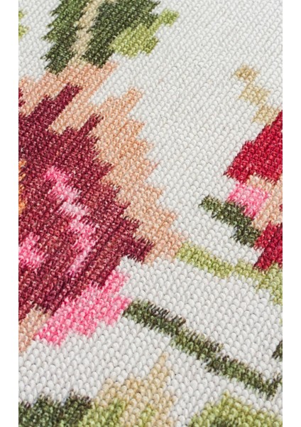 Elista Els 100 Cream Multy Özel Kaymaz Tabanlı Yıkanabilir Pamuk Tabanlı Baskı Halı indirimleri