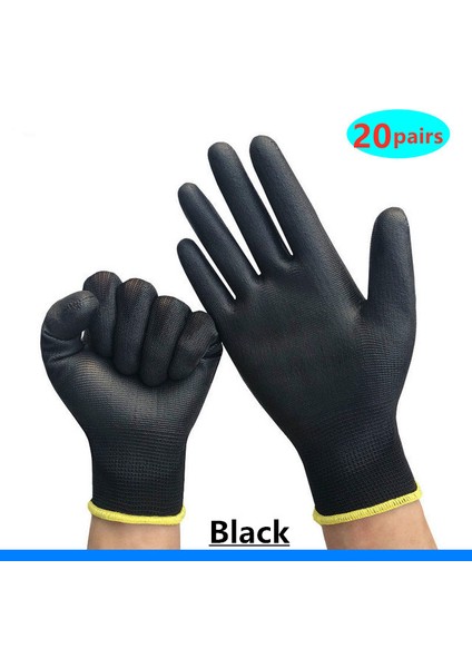Siyah 20 Çift Stili S Beden Naylon Güvenlik Kaplamalı Eldiven Bahçe Işleri Iş Koruma Inşaat Işçileri Koruyucu Eldiven Kaplama Makine Iş Eldivenleri (Yurt Dışından)