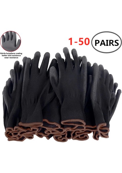 Siyah 20 Çift Stili S Beden Naylon Güvenlik Kaplamalı Eldiven Bahçe Işleri Iş Koruma Inşaat Işçileri Koruyucu Eldiven Kaplama Makine Iş Eldivenleri (Yurt Dışından) fiyatları