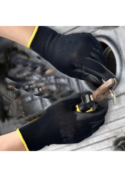 Siyah 20 Çift Stili S Beden Naylon Güvenlik Kaplamalı Eldiven Bahçe Işleri Iş Koruma Inşaat Işçileri Koruyucu Eldiven Kaplama Makine Iş Eldivenleri (Yurt Dışından) modelleri