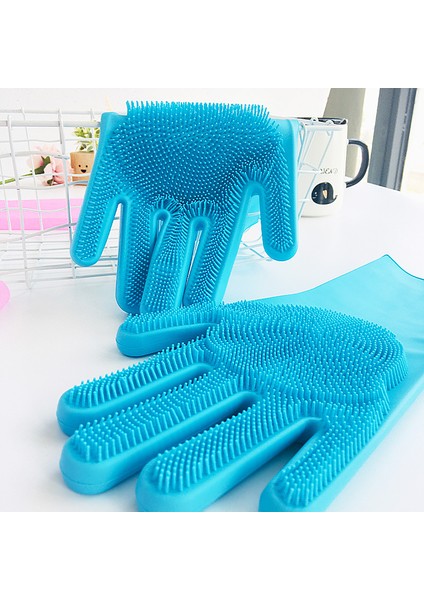 Pembe Tarzı Silikon Eldiven Mutfak Temizliği Bulaşık Yıkama Eldiveni Yumuşak Sünger Kauçuk Bulaşık Yıkama Araçları Mutfak Ev Aletleri 1 Çift (Yurt Dışından) indirimleri