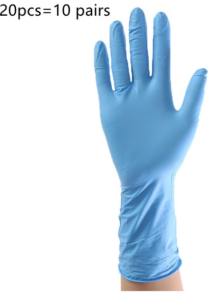 Mavi 20 Adet Tarzı M Boyutu Tek Kullanımlık Kauçuk Nitril Lateks Ev Işleri Mutfak Uzatılmış ve Kalın Temiz Eldivenler (Yurt Dışından)