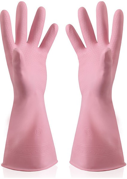 Pembe 3 Çift Tarzı M Boyutu Ev Yıkama Eldiveni Erkek ve Kadın Su Geçirmez Ekstra Kalın Dayanıklı Mevsimler Temizlik Mutfak Çamaşır Lastik (Yurt Dışından)