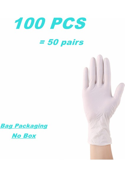 Beyaz 100PCS Tarzı S Beden Nitril Eldivenler Tek Kullanımlık Ağır Latex Tozsuz Ev Temizlik Eldivenleri Gıda Mekanik Iş Endüstriyel Eldivenler (Yurt Dışından)