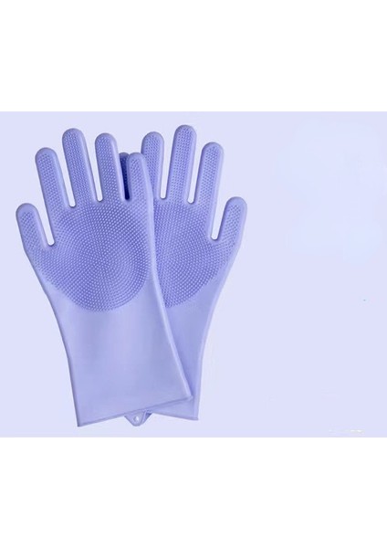 Mavi Stil Düzenli Stil Evde Çok Fonksiyonlu Silikon Temizlik Eldiveni Bulaşık Fırçası Temizlik Tanrıları Yapışmaz Yağ Yalıtımı Anti-Yakma (Yurt Dışından)