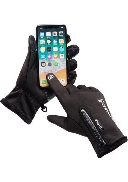 Siyah Stil M Boyutu Erkek Kadın Spor Fitness Kaymaz Bisiklet Eldiveni Kış Artı Peluş Kalın Sıcak Dokunmatik Ekran Motosiklet Fermuar Kayak Eldiveni C57 (Yurt Dışından) fiyatları