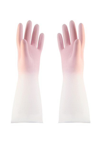 Pembe Tarzı S Beden Lateks Bulaşık Eldiveni Ekstra Uzun Kalın Kaymaz Dayanıklı Mutfak Ev Işleri Temizlik Araba Yıkama Giysi Kauçuk Eldivenler (Yurt Dışından)