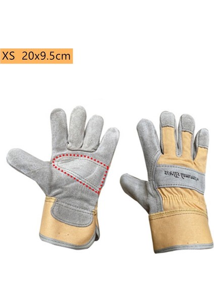 C Tarzı Çocuk Inek Derisi Koruyucu Eldiven Dayanıklı Su Geçirmez Bahçe Eldiveni Isırma Kesme Bahçe Dış Mekan Koruma Toz Geçirmez Eldivenler (Yurt Dışından)