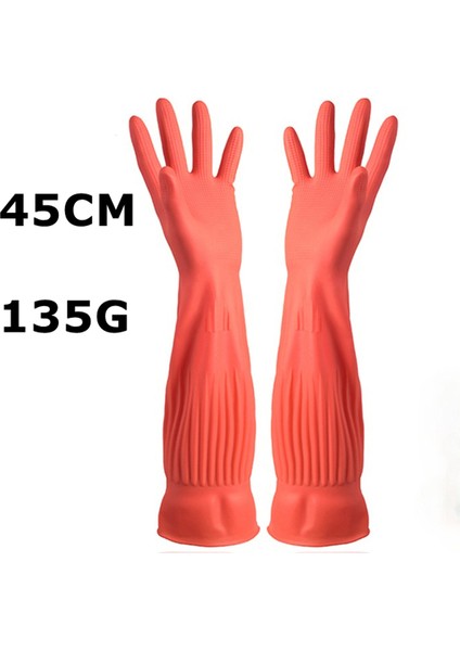 45CM Kırmızı Tarzı 1 Çift Uzun Süreli Bulaşık Yıkama Temizlik Eldiveni Lateks Kauçuk Su Geçirmez Ev Temizlik Eldiveni Mutfak Temizlik Aracı (Yurt Dışından)